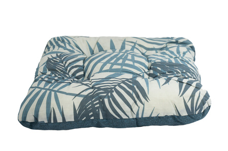 PODUSZKA 38x38x8 cm NA SIEDZISKO NIEBIESKA LISTKI PALMY